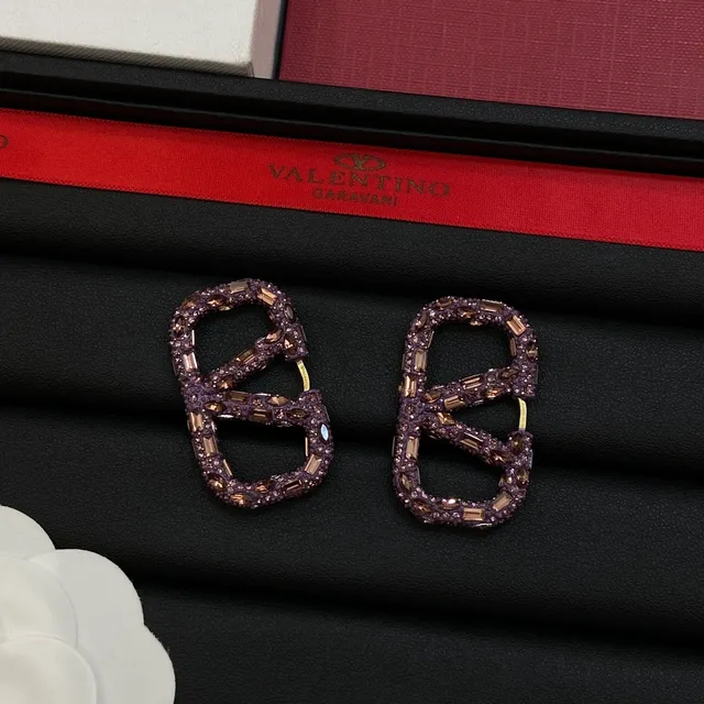 Valentino VLTN Crystal Purple Earrings 4