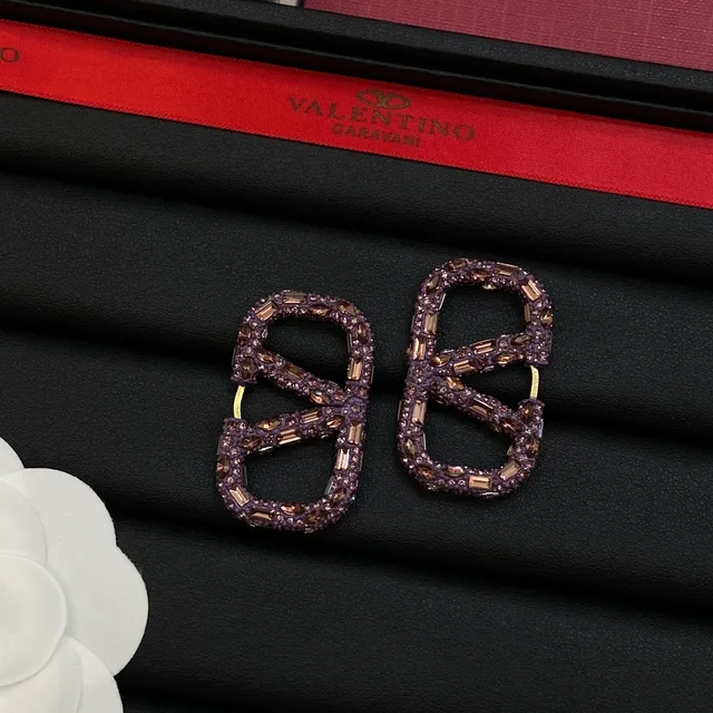 Valentino VLTN Crystal Purple Earrings 5