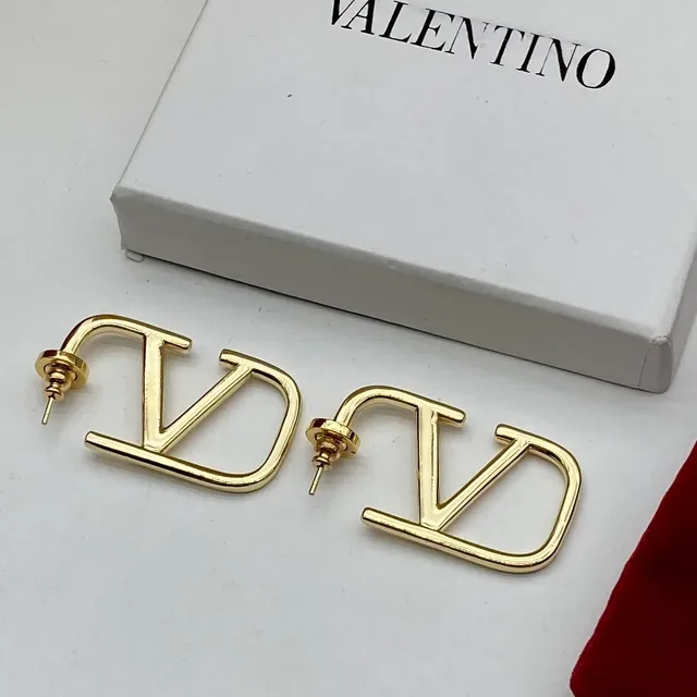 Valentino VLTN ওপেন-ফ্রেম V-শেপড স্টাড ইয়াররিংস 6