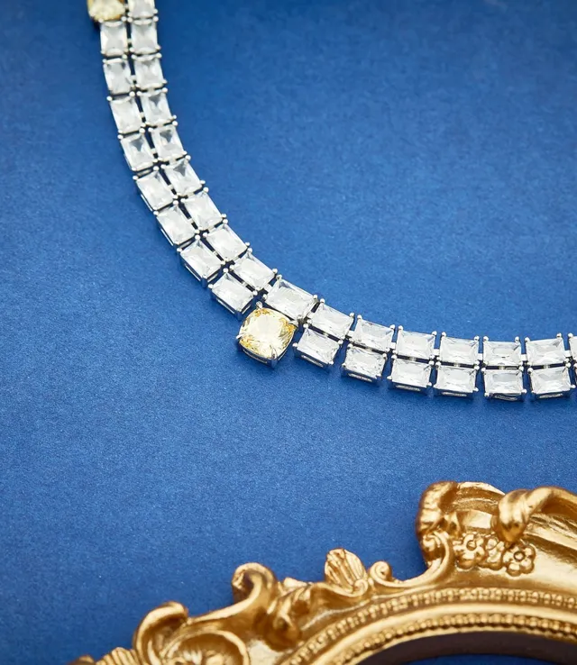 Van Cleef & Arpels White Yellow Multi-Row Choker Baguette-and-Round Brilliant Setting Necklace 3