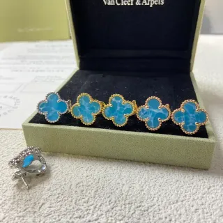 Van Cleef & Arpels Alhambra Blue Chalcedony Four-Leaf Clover Earrings
