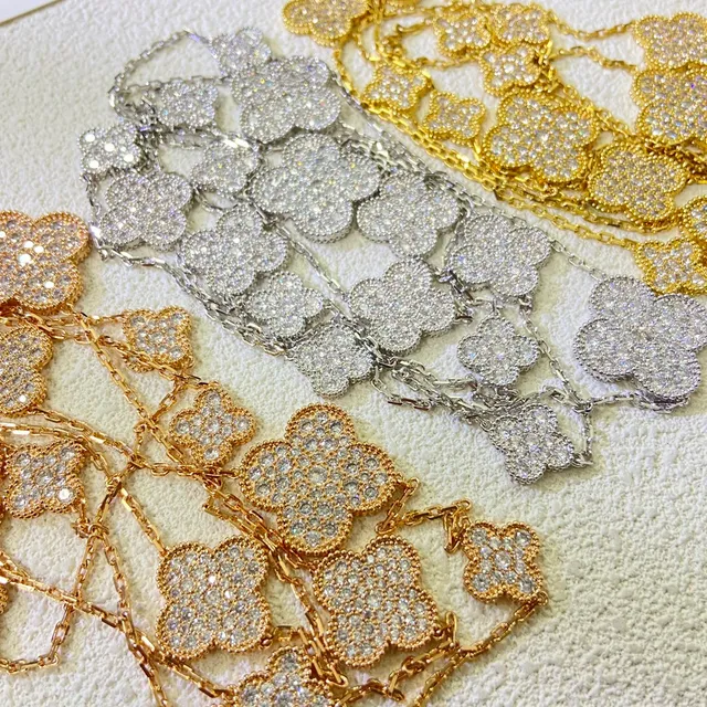 Van Cleef & Arpels Alhambra Pavé Four-Leaf Clover Motif হার 2