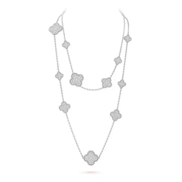 Van Cleef & Arpels Alhambra Pavé Four-Leaf Clover Motif হার 6