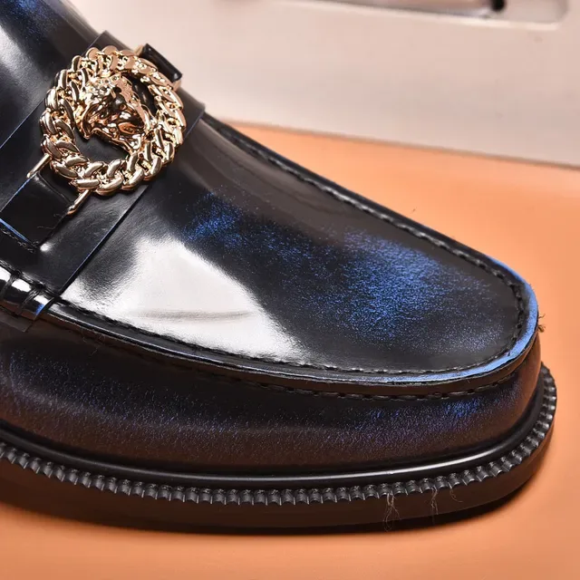 Versace Black Gold High-Gloss Patent Leather Medusa Medallion Buckle Loafer 4