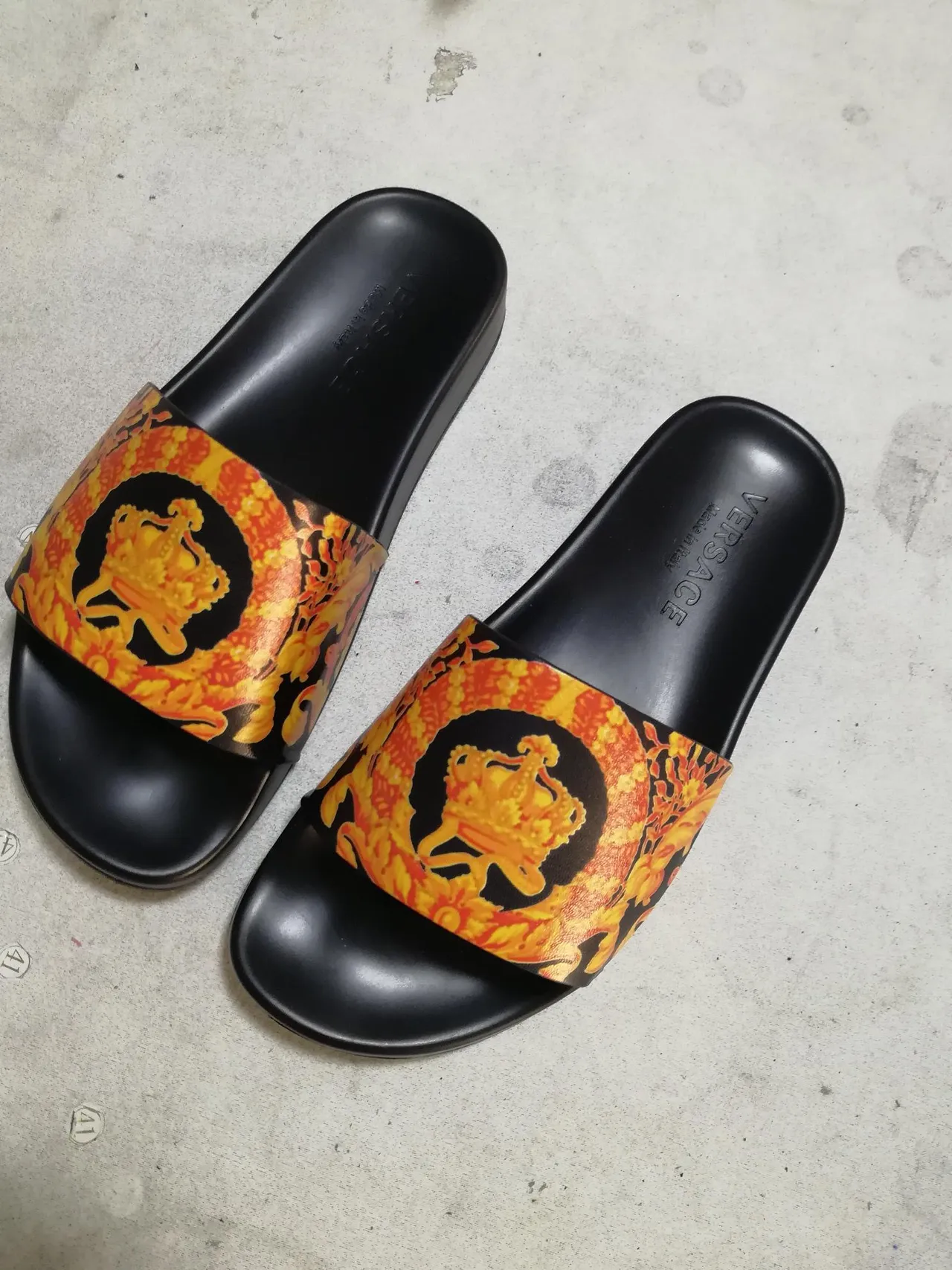 Versace Noir Multicolore Semelle en Caoutchouc Moulée Bold Imprimé Bride Sandales 5