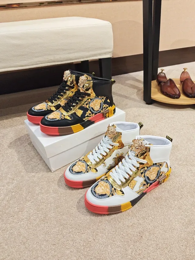 Versace Chain Reaction Baroque Print High-Top Lifestyle Sneakers 2
