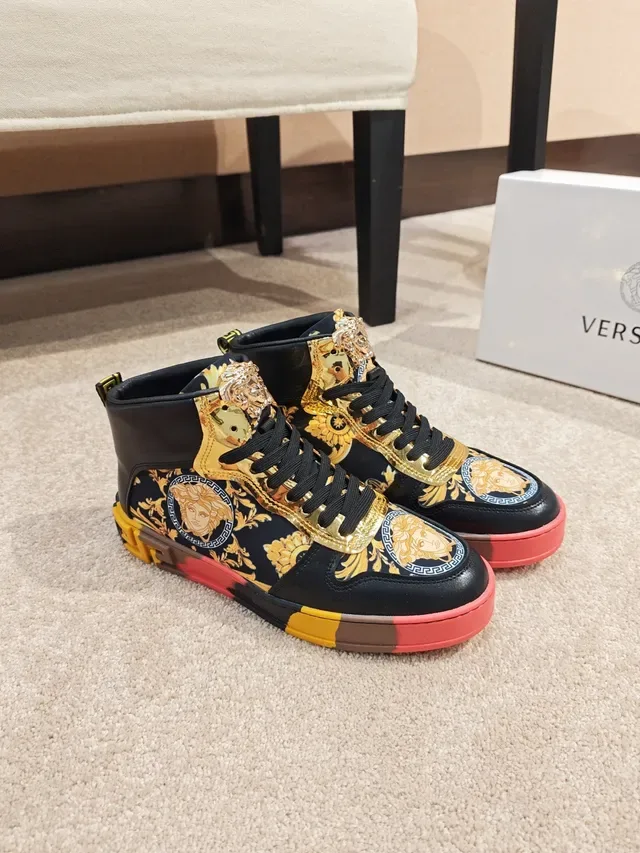 Versace Chain Reaction Baroque Print High-Top Lifestyle Sneakers 5