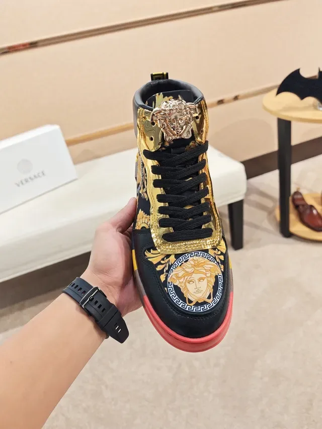 Versace Chain Reaction Baroque Print High-Top Lifestyle Sneakers 6
