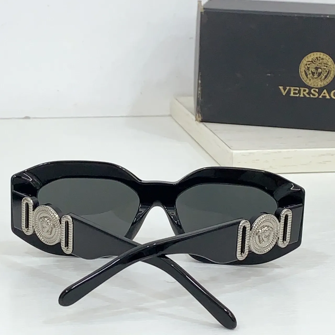 Versace Chain Reaction Black Acetate Gold Medusa Sunglasses 2