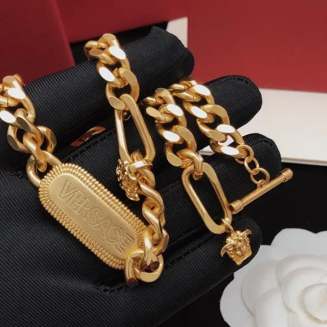 Versace Chain Reaction 金色 Curb-Figaro 链条项链 5
