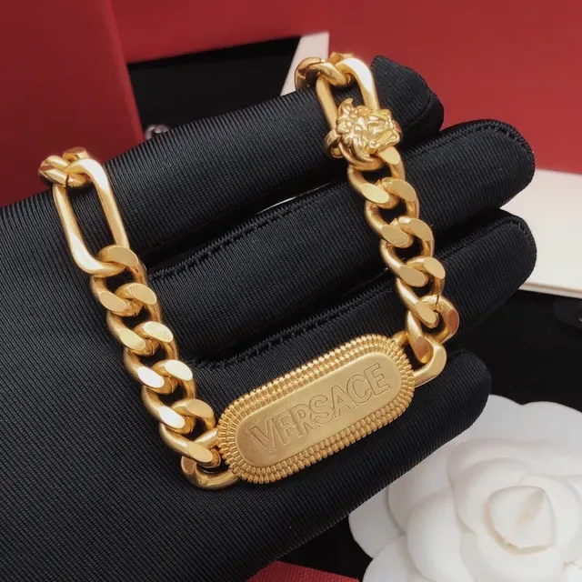 Versace Chain Reaction 金色 Curb-Figaro 链条项链 6