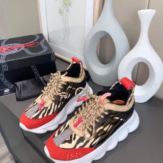 Versace Chain Reaction জেব্রা প্রিন্ট লাল চাঙ্কি স্নিকার্স