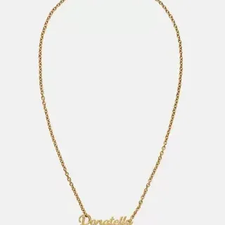 Versace Donatella সোনার চেইন কিউরসিভ নামপ্লেট পেন্ডেন্ট নেকলেস