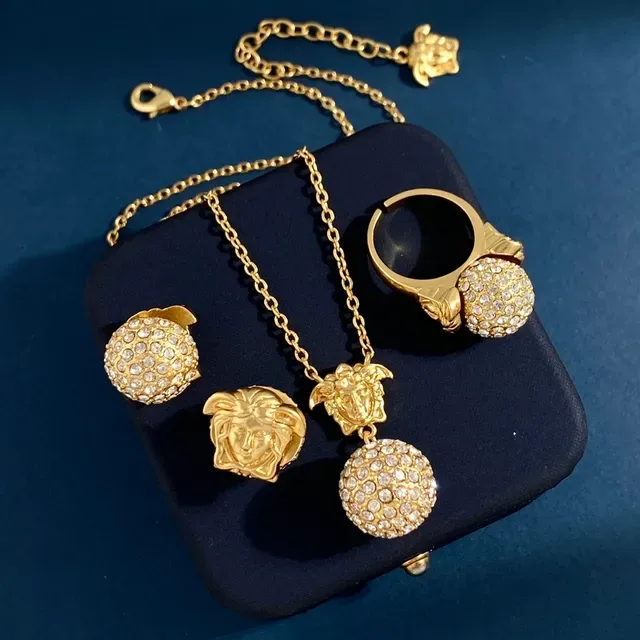 Versace स्वर्ण चांदी चेन मेडूसा हेड चार्म नेकलेस 3