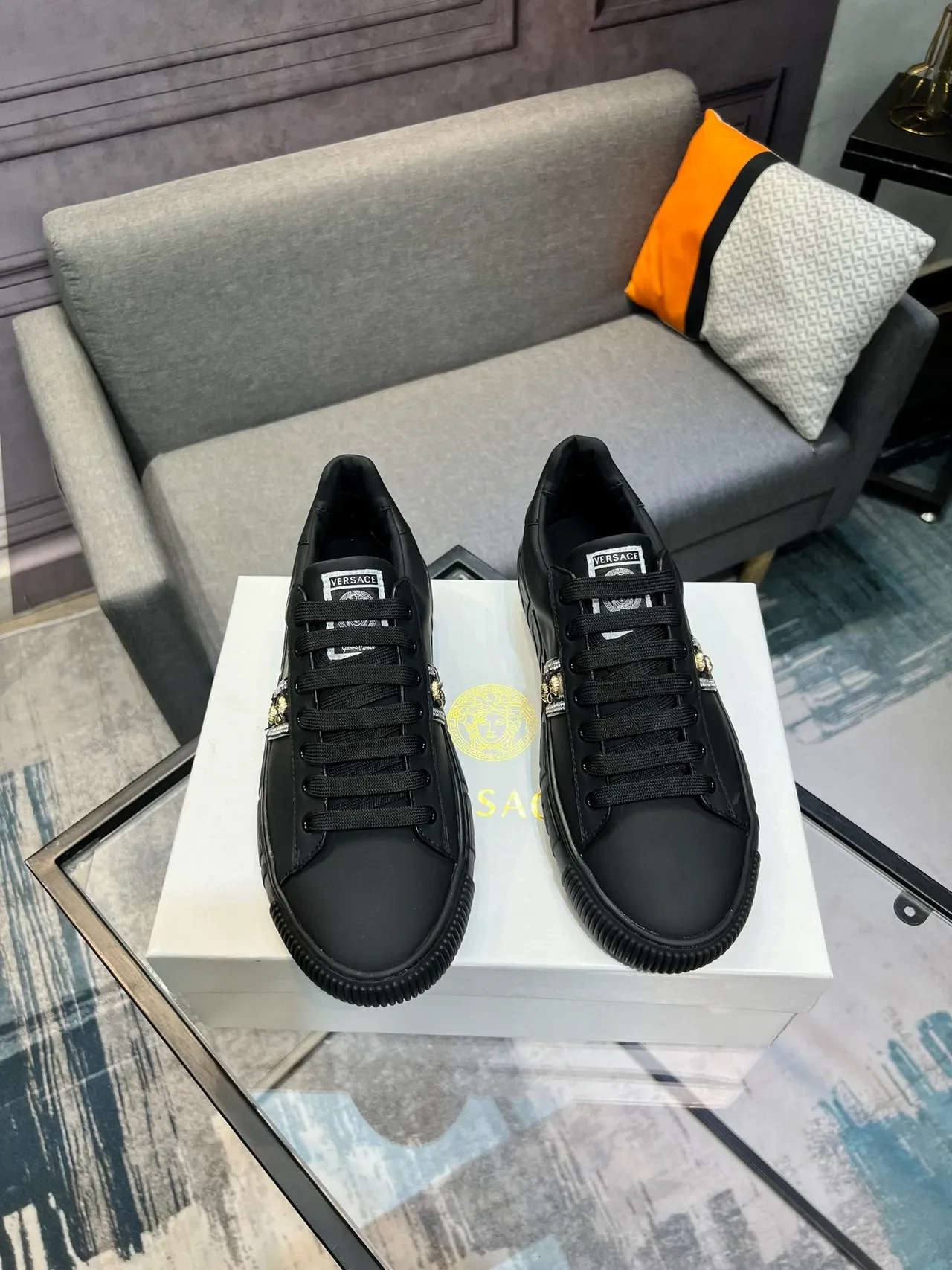Versace Greca Odissea Black Embellished Lifestyle Sneakers 8
