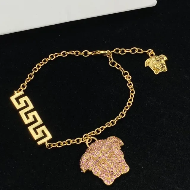 Versace Greca Odissea Pink Crystal Medusa Head Necklace 5
