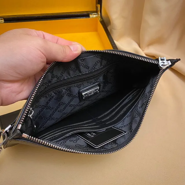 Versace Medusa काला उभरा सिर ग्रीक की बॉर्डर लिफाफा क्लच 3