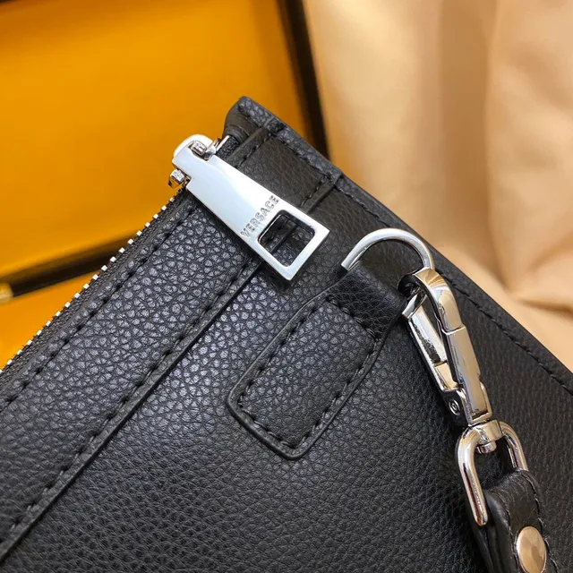 Versace Medusa काला उभरा सिर ग्रीक की बॉर्डर लिफाफा क्लच 4