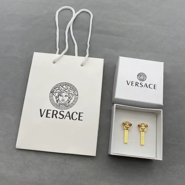 Versace Medusa Gold-Tone Greca Key Drop कानों की चूड़ियाँ 5