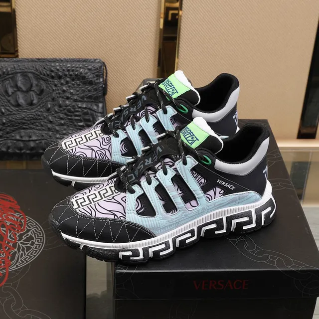 Versace Multicolor Greca Key Pattern Overlay Asymmetrical Lacing System Lifestyle Sneakers 6