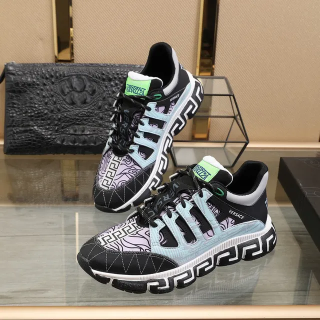 Versace Multicolor Greca Key Pattern Overlay Asymmetrical Lacing System Lifestyle Sneakers 8