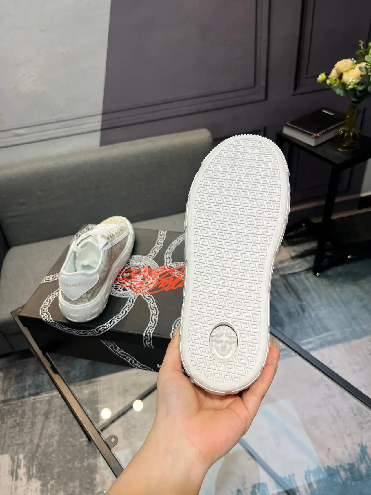 Versace Odissea Baroque Jacquard Zapatillas de lifestyle blancas 3
