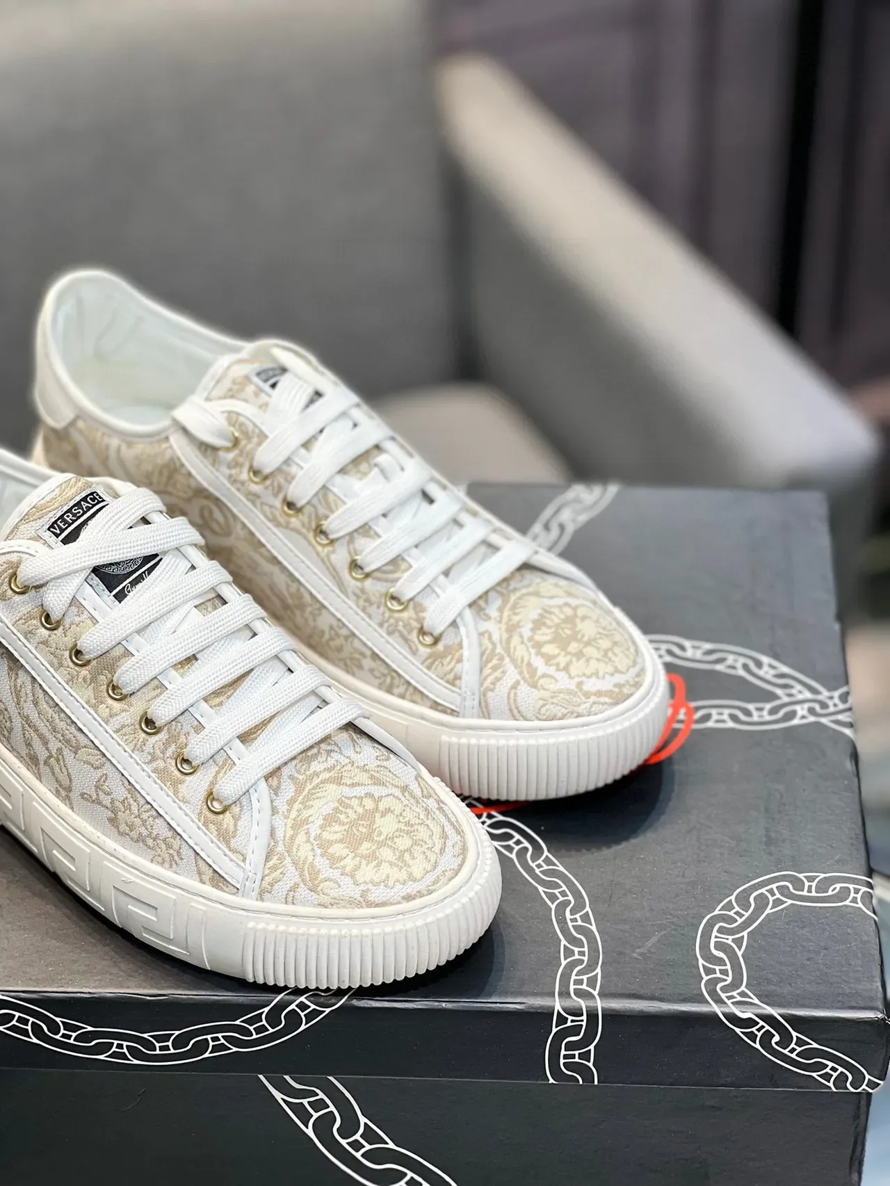 Versace Odissea Baroque Jacquard Zapatillas de lifestyle blancas 4