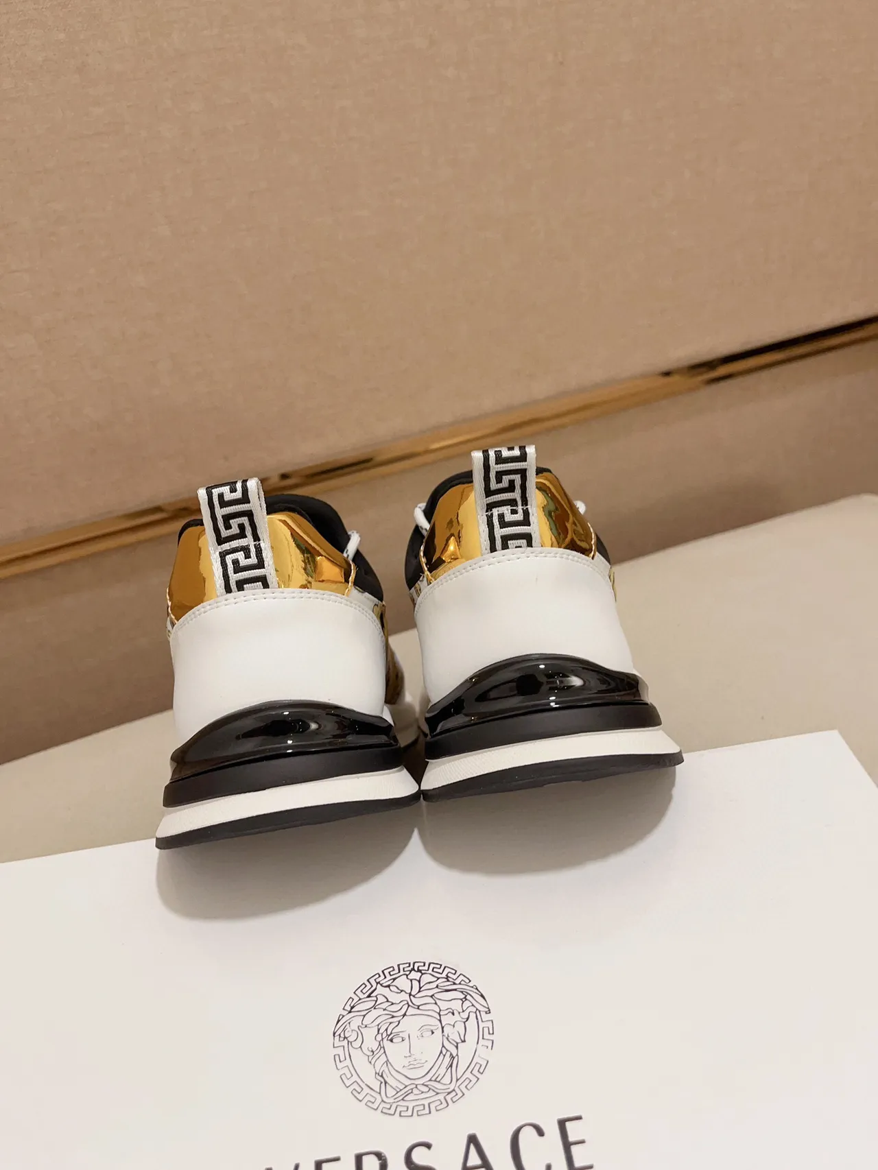 Versace White Gold Baroque-Print Upper Medusa Head Hardware Lifestyle Sneakers 8