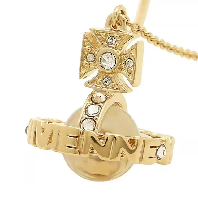 Vivienne Westwood Classic Orb 水晶镶嵌金色调项链 3