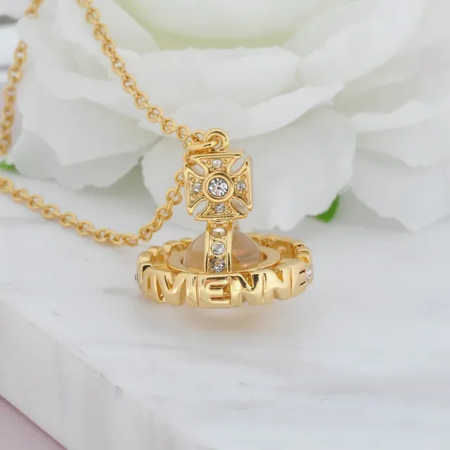 Vivienne Westwood Classic Orb 水晶镶嵌金色调项链 7