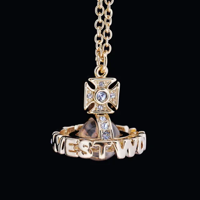 Vivienne Westwood Classic Orb 水晶镶嵌金色调项链 9