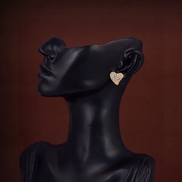 Vivienne Westwood 金银心形 Pavé 水晶耳环 2