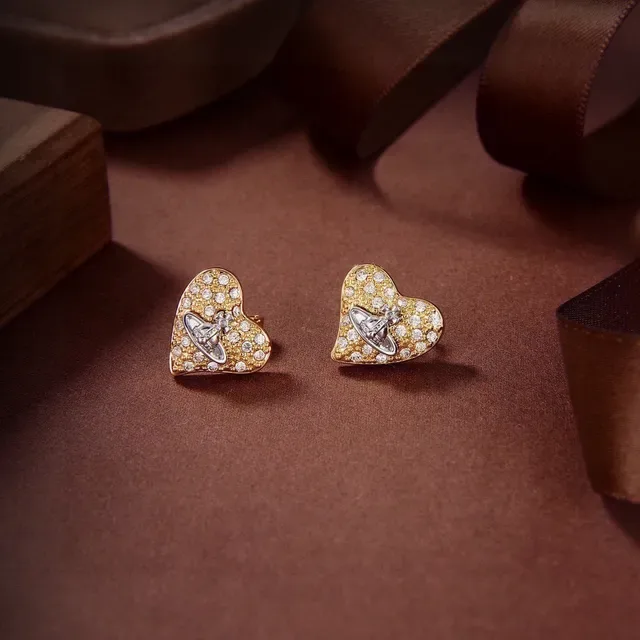 Vivienne Westwood 金银心形 Pavé 水晶耳环 3