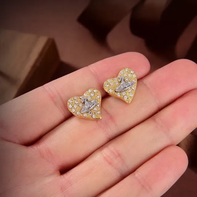Vivienne Westwood 金银心形 Pavé 水晶耳环 4
