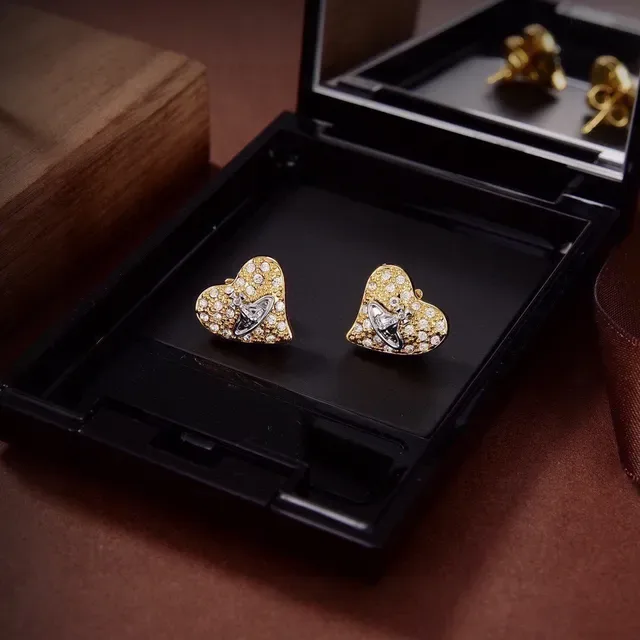Vivienne Westwood 金银心形 Pavé 水晶耳环 5