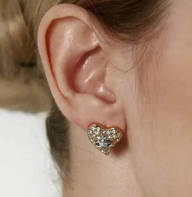 Vivienne Westwood 金银心形 Pavé 水晶耳环 7