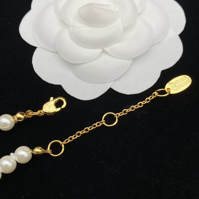 Vivienne Westwood Pearl Orb Safety Pin Necklace 2