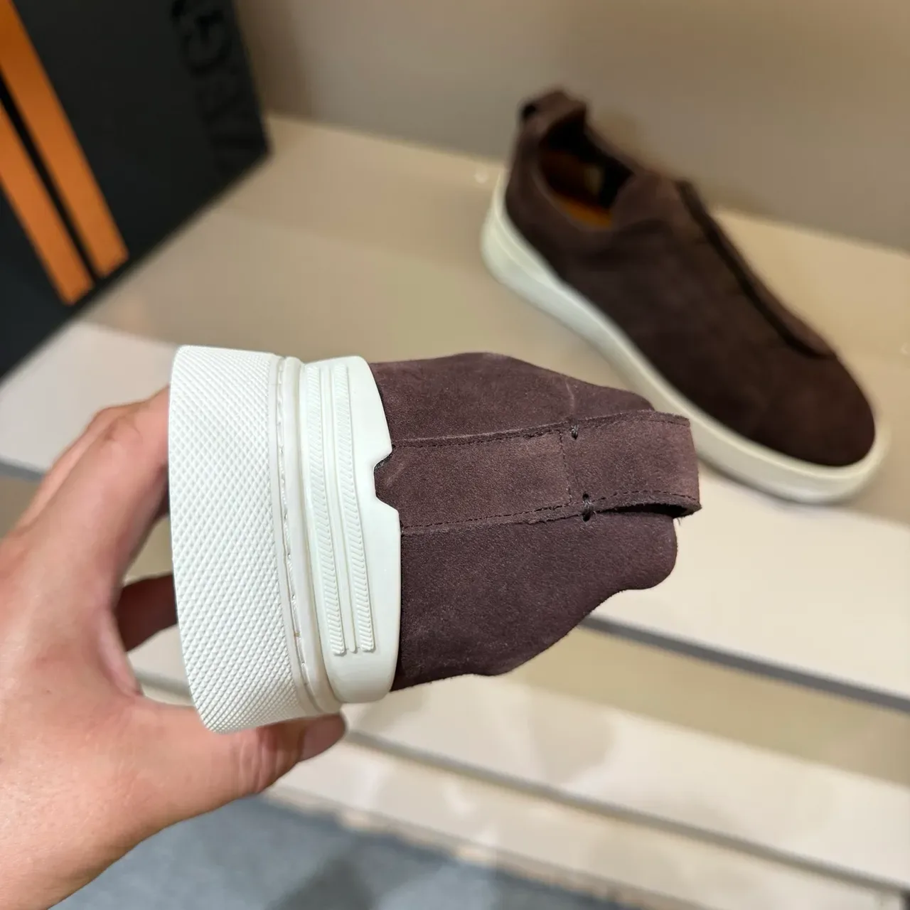 Zegna Zapatillas Lifestyle Ante Marrón Blanco Slip-On 2