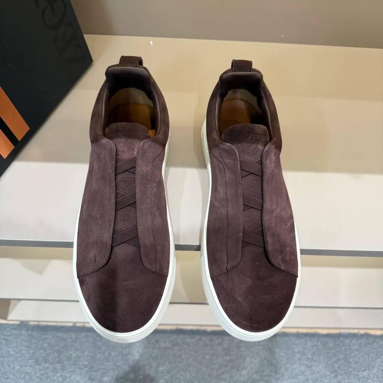 Zegna Zapatillas Lifestyle Ante Marrón Blanco Slip-On 4