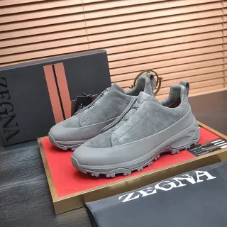 Zegna ग्रे स्लिप-ऑन सूड अपर लाइफस्टाइल स्नीकर्स