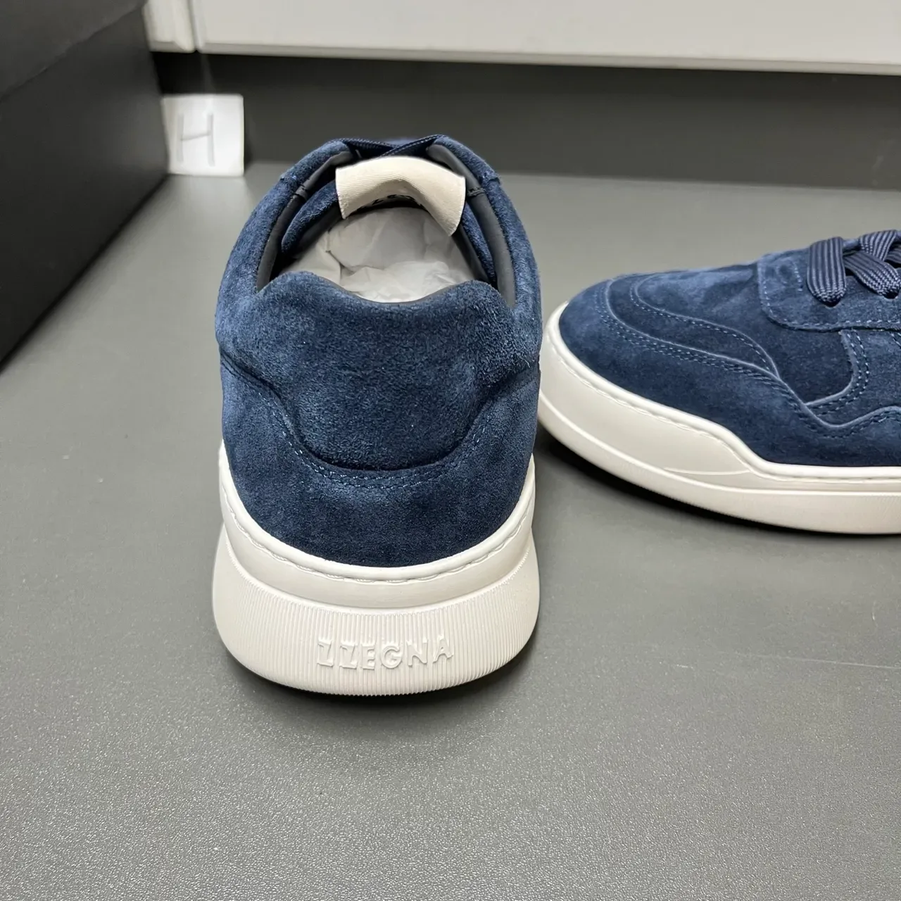 Zegna Lifestyle Sneaker Navy White 麂皮鞋面 杯底 生活方式运动鞋 3