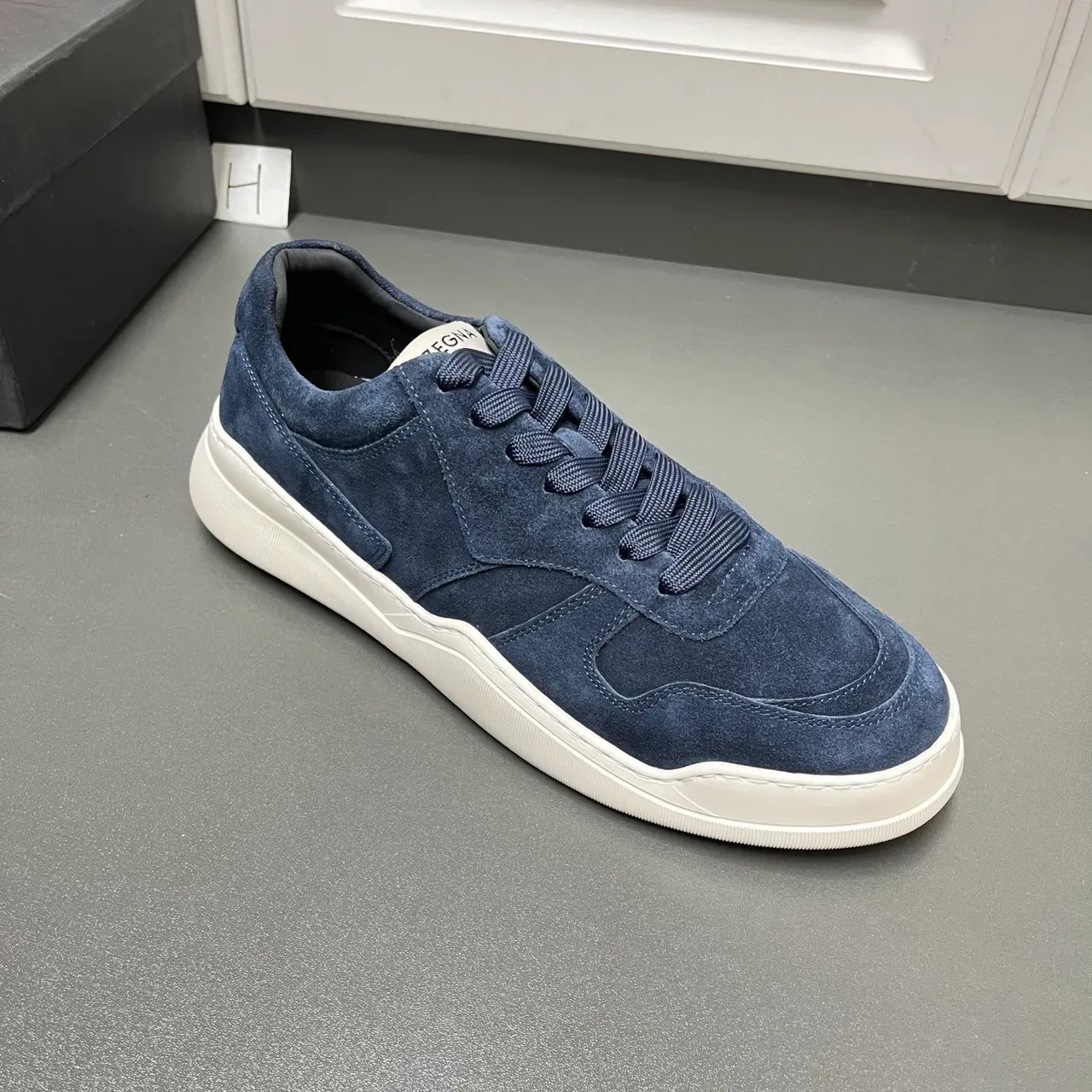 Zegna Lifestyle Sneaker Navy White 麂皮鞋面 杯底 生活方式运动鞋 4
