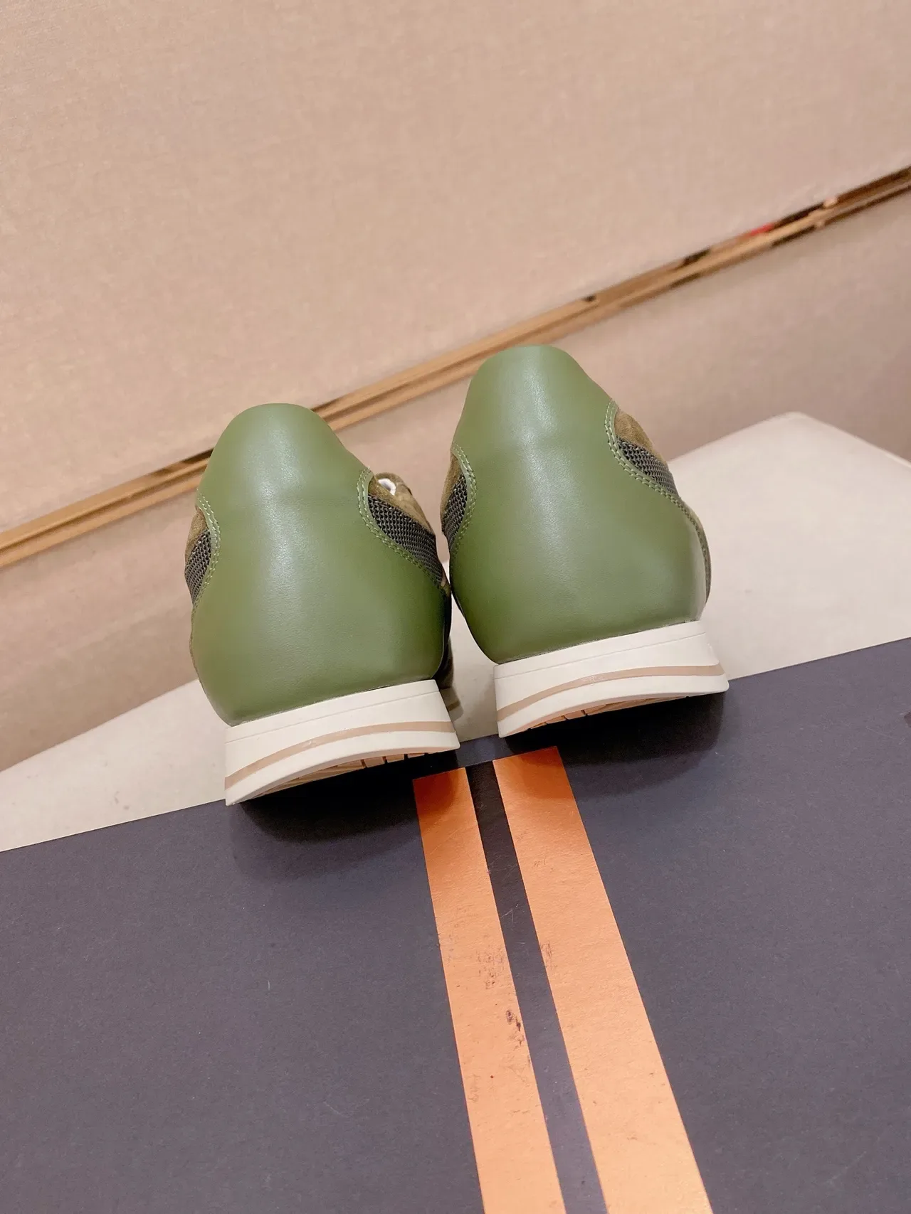 Zegna Olive Green and Taupe Mixed-Material Lifestyle Sneakers 7