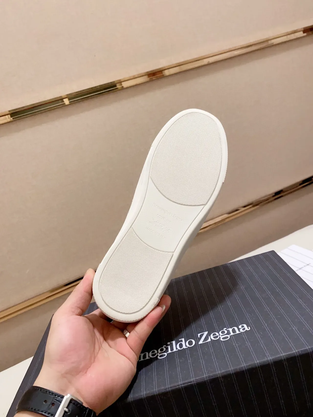 Zegna 白色皮革无鞋带生活方式运动鞋 2