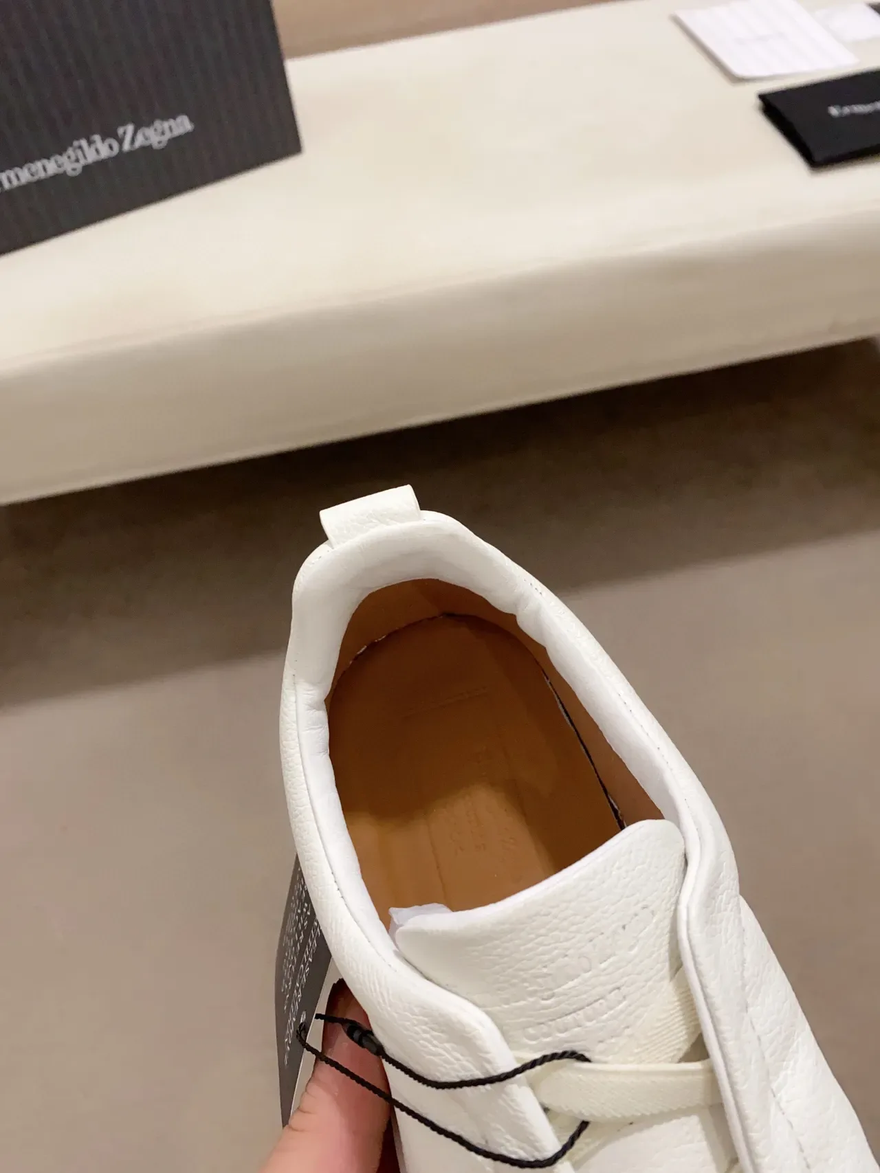 Zegna 白色皮革无鞋带生活方式运动鞋 5