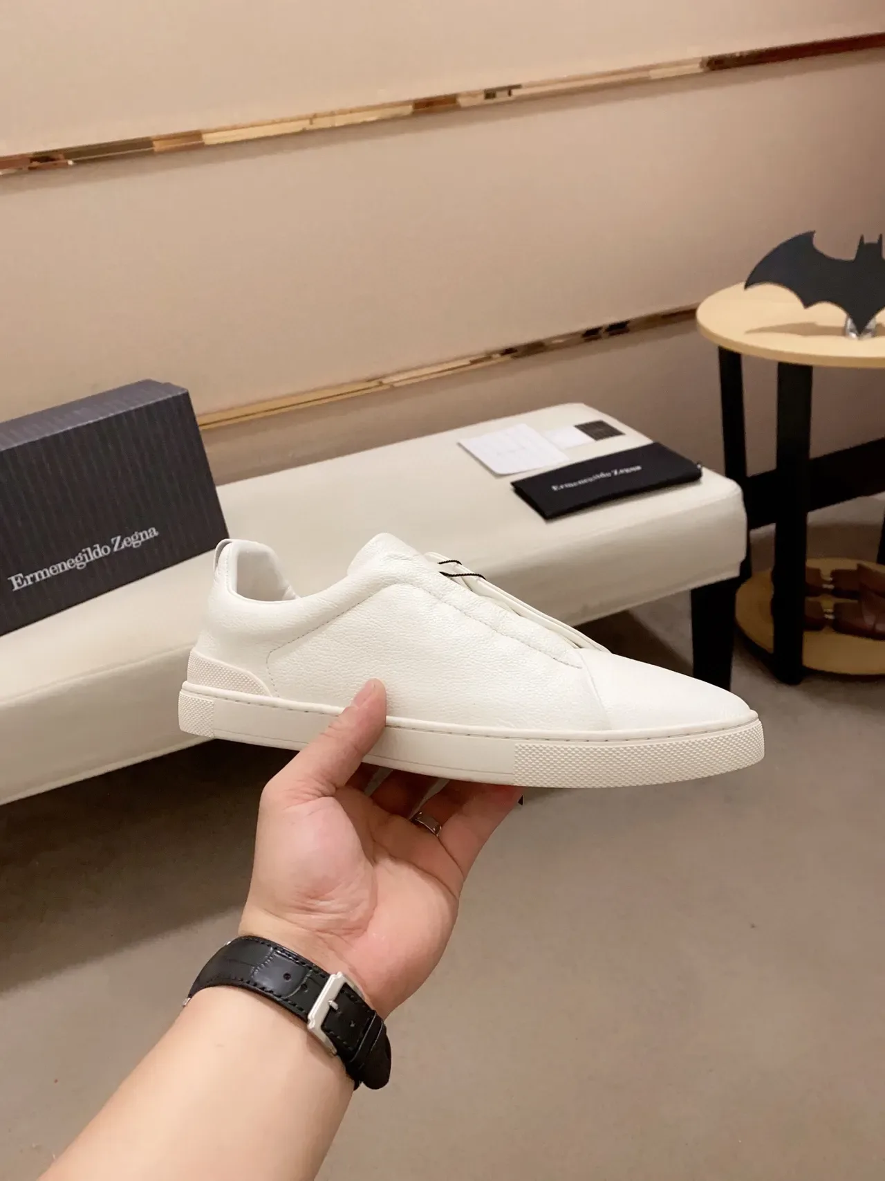 Zegna 白色皮革无鞋带生活方式运动鞋 7