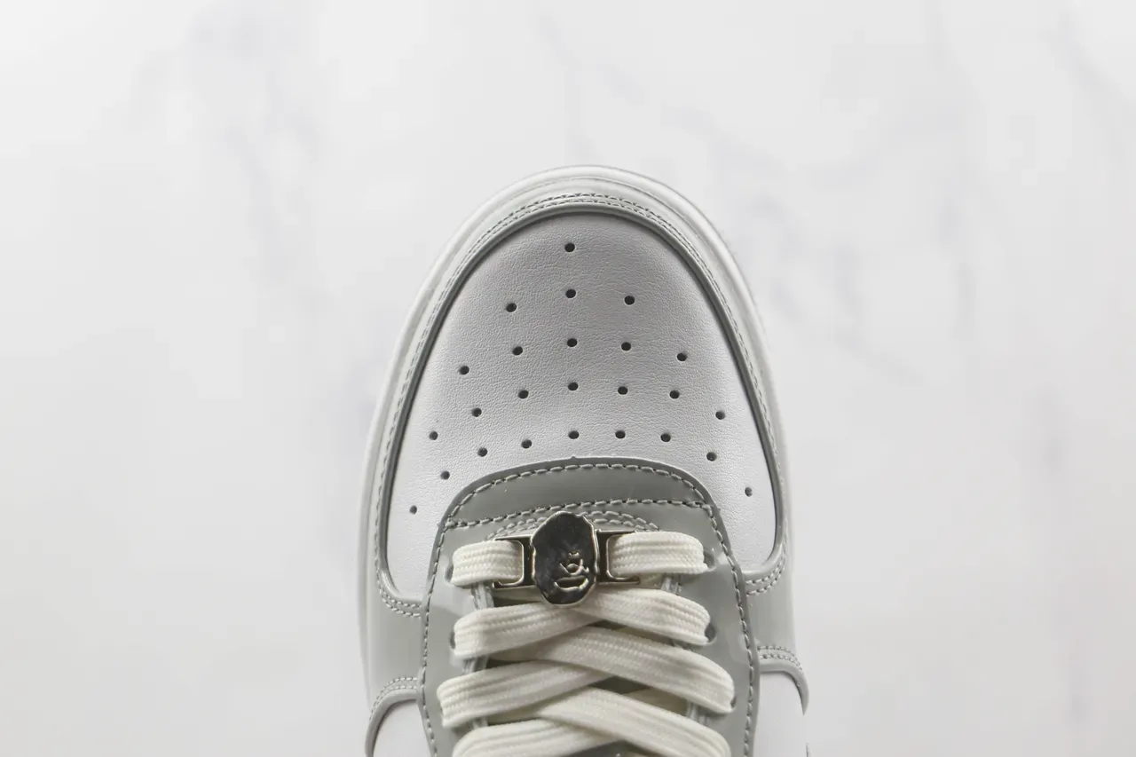 A Bathing Ape BAPE STA Chaussures Lifestyle Gris et Blanc Étoile Métallique 6