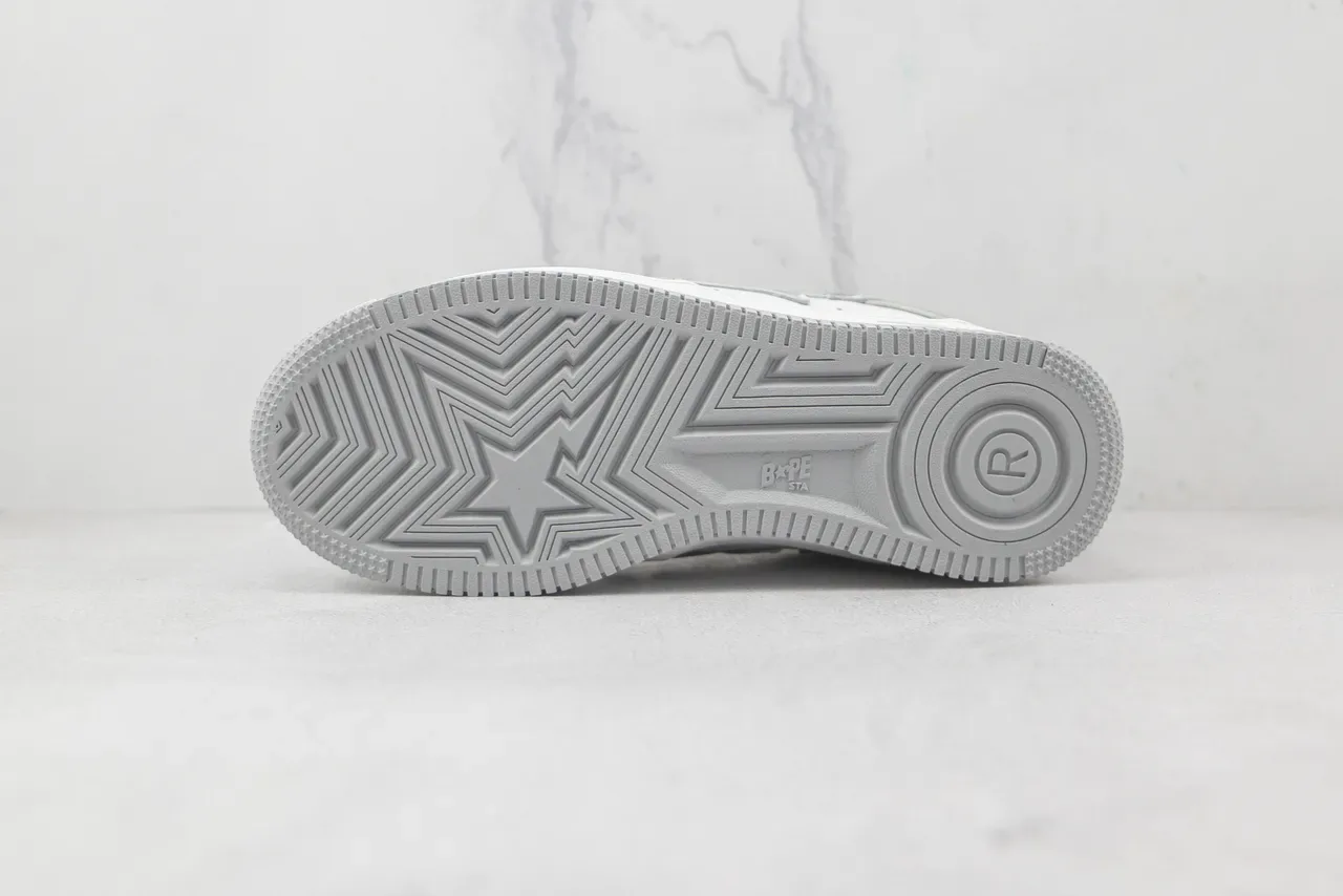 A Bathing Ape BAPE STA Chaussures Lifestyle Gris et Blanc Étoile Métallique 8