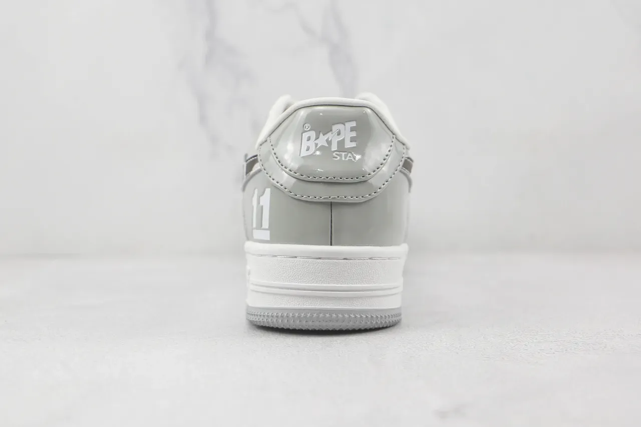 A Bathing Ape BAPE STA Chaussures Lifestyle Gris et Blanc Étoile Métallique 9