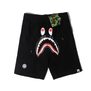 A Bathing Ape Shark Hoodie Black Red Graphic Drawstring Waist Shorts
